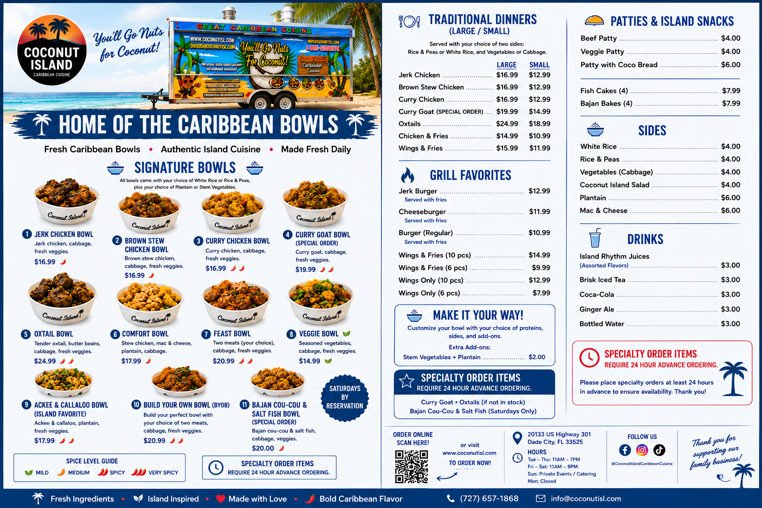 Coconut Island Caribbean Cuisine full menu